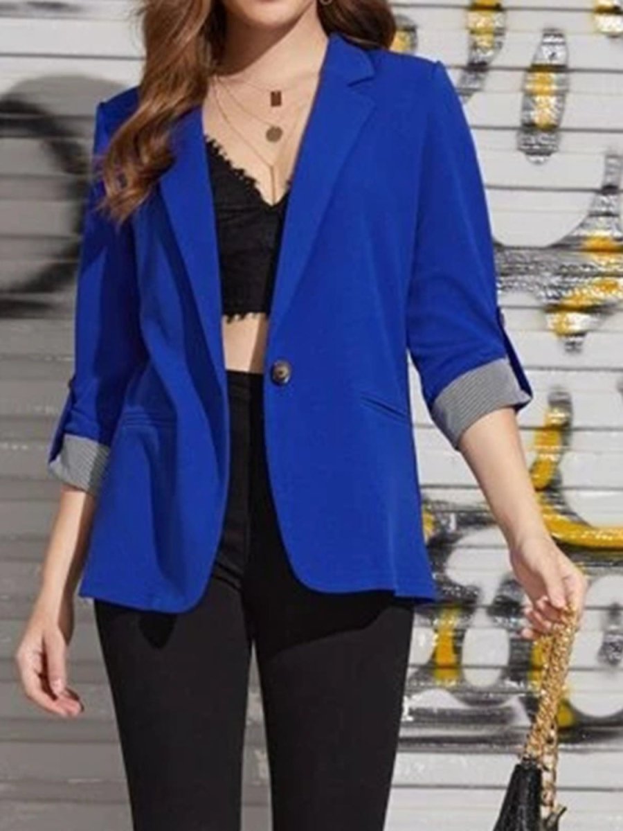 Lapel Collar Roll - Tab Sleeve Blazer - Blazer Suit